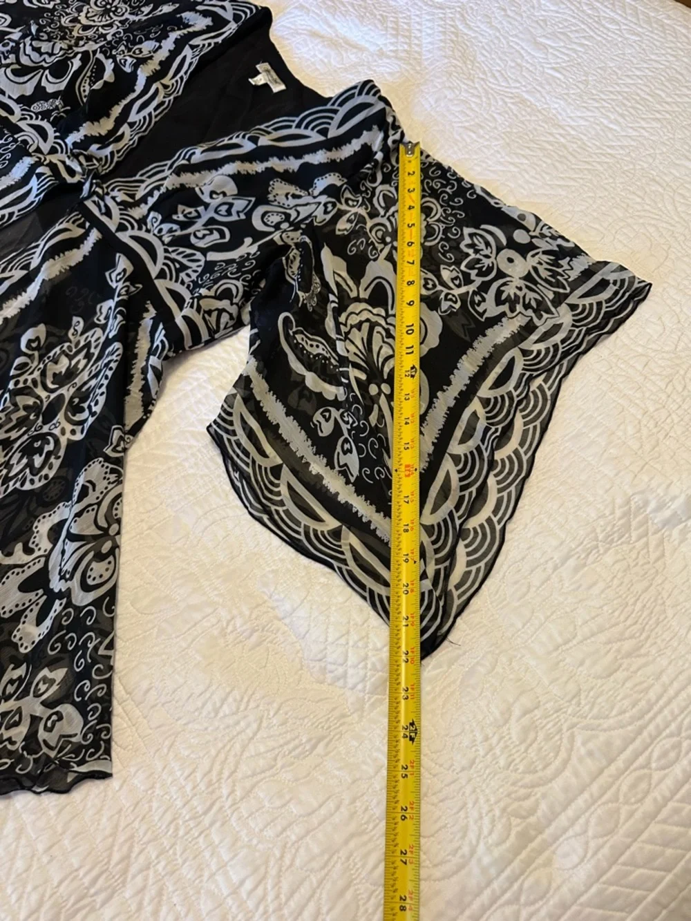 Coldwater Creek Black and White Printed Kimono - Picture 6 of 11